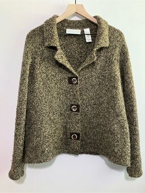 Tan and Brown Wool Blend Button up Cardigan Size Large
